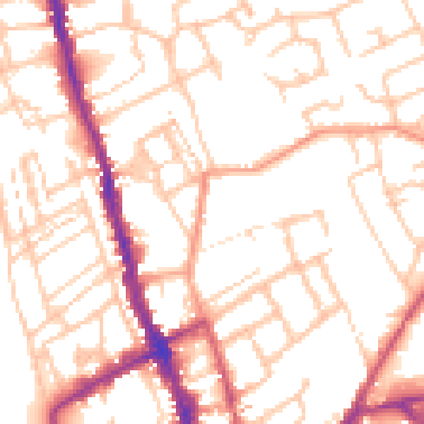 Daytime road noise heatmap for WR1 1PS