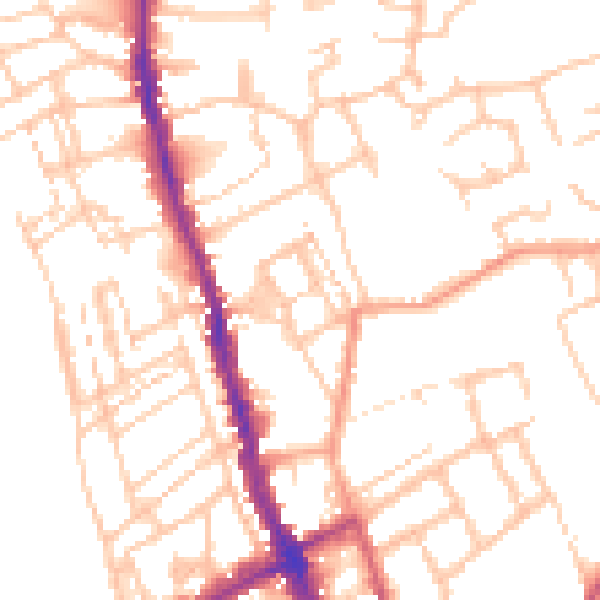Daytime road noise heatmap for WR1 1QB