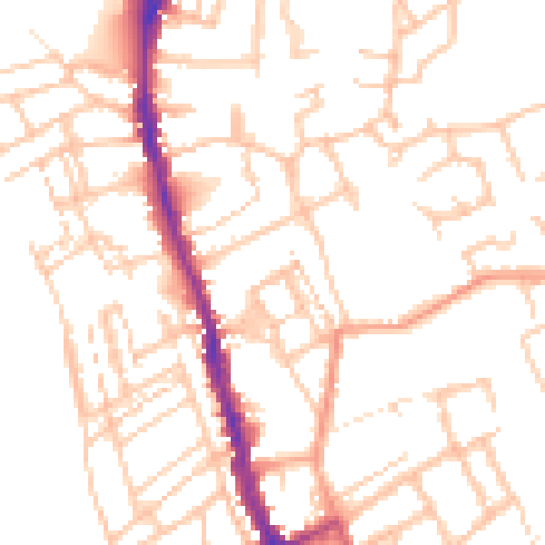 Daytime road noise heatmap for WR1 1QE