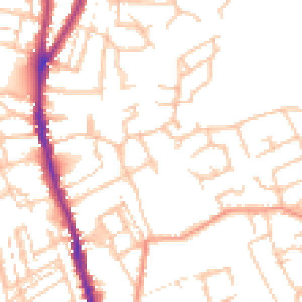 Daytime road noise heatmap for WR1 1QR