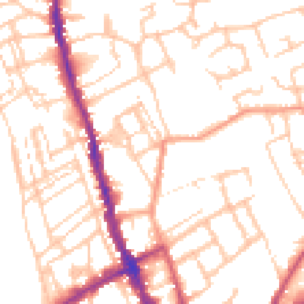 Daytime road noise heatmap for WR1 1ST