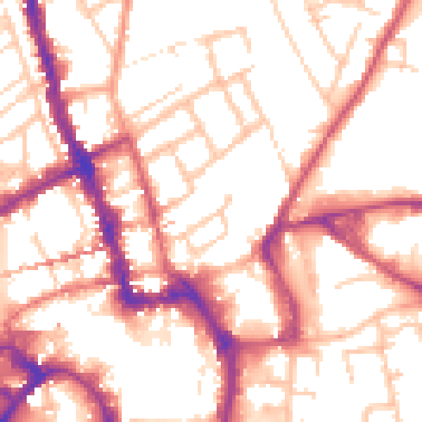 Daytime road noise heatmap for WR1 1UT