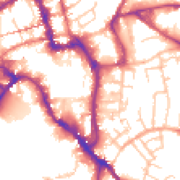 Daytime road noise heatmap for WR1 2AN