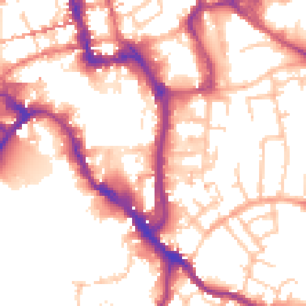 Daytime road noise heatmap for WR1 2AQ