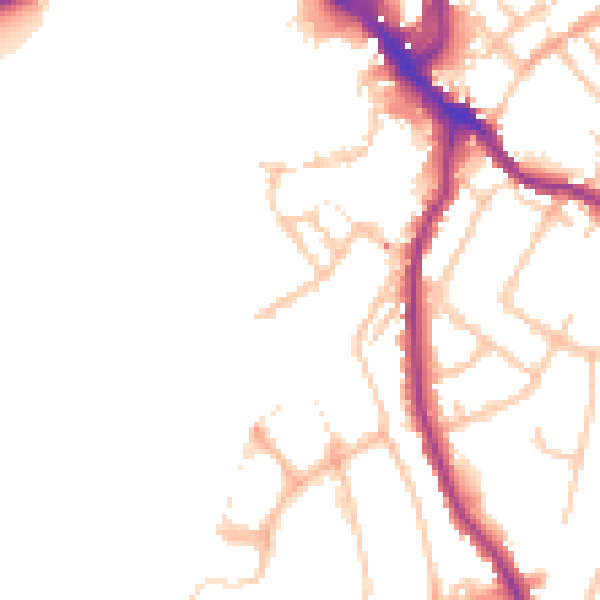 Daytime road noise heatmap for WR1 2NR