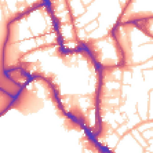 Daytime road noise heatmap for WR1 2RF