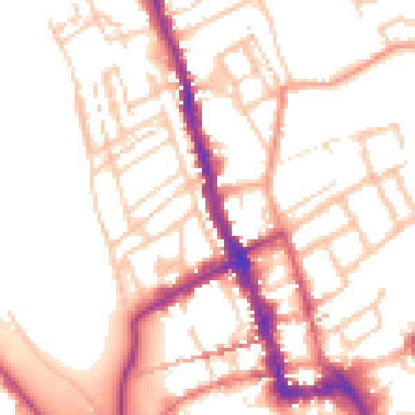 Daytime road noise heatmap for WR1 3BQ