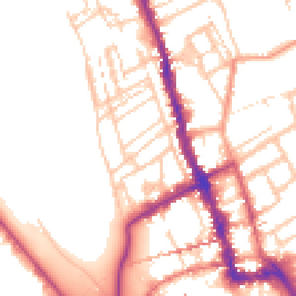 Daytime road noise heatmap for WR1 3DE