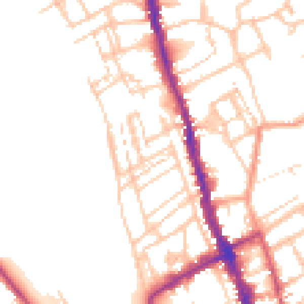 Daytime road noise heatmap for WR1 3DU