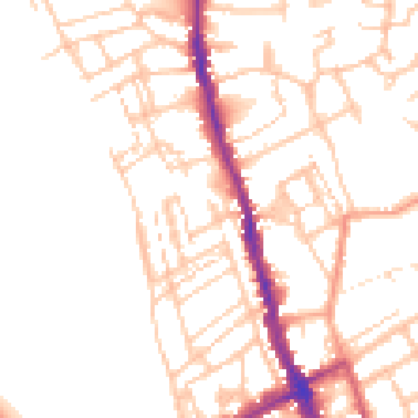 Daytime road noise heatmap for WR1 3HX
