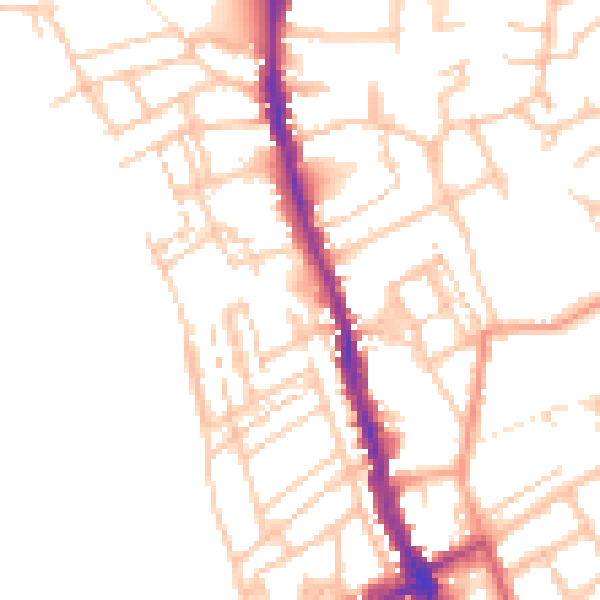 Daytime road noise heatmap for WR1 3HY