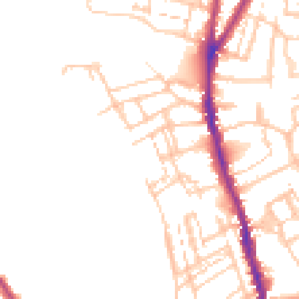 Daytime road noise heatmap for WR1 3JF