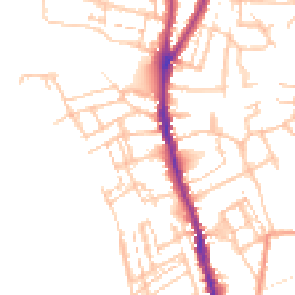 Daytime road noise heatmap for WR1 3JS