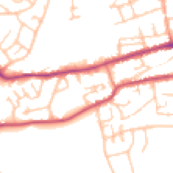 Daytime road noise heatmap for WR2 4AB