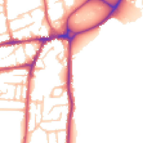 Daytime road noise heatmap for WR2 4AD