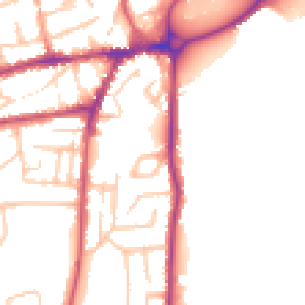Daytime road noise heatmap for WR2 4AG