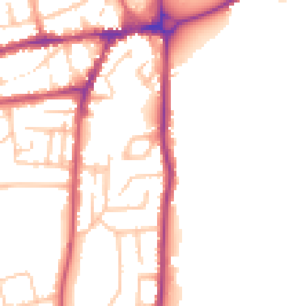 Daytime road noise heatmap for WR2 4AJ