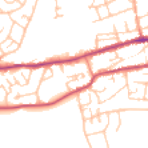 Daytime road noise heatmap for WR2 4AX