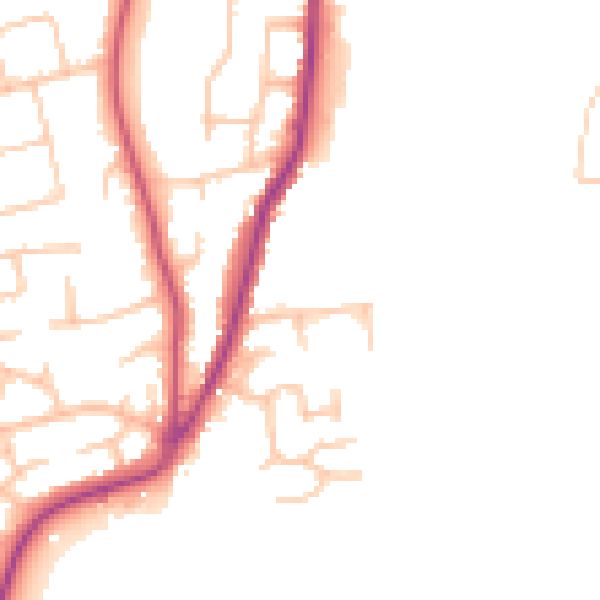 Daytime road noise heatmap for WR2 4AY