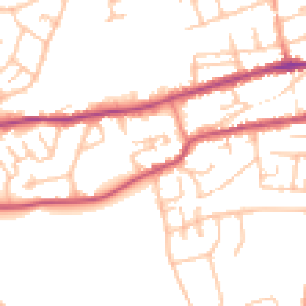 Daytime road noise heatmap for WR2 4BD