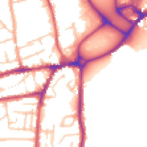 Daytime road noise heatmap for WR2 4BH