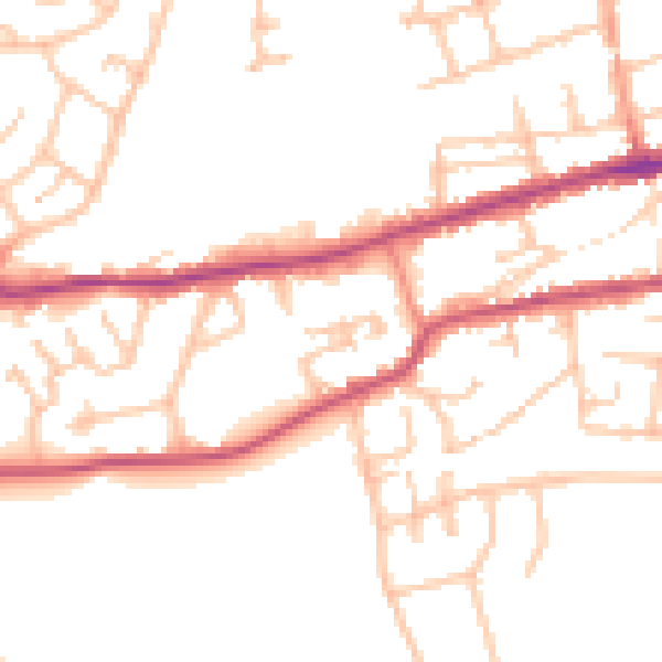 Daytime road noise heatmap for WR2 4BJ