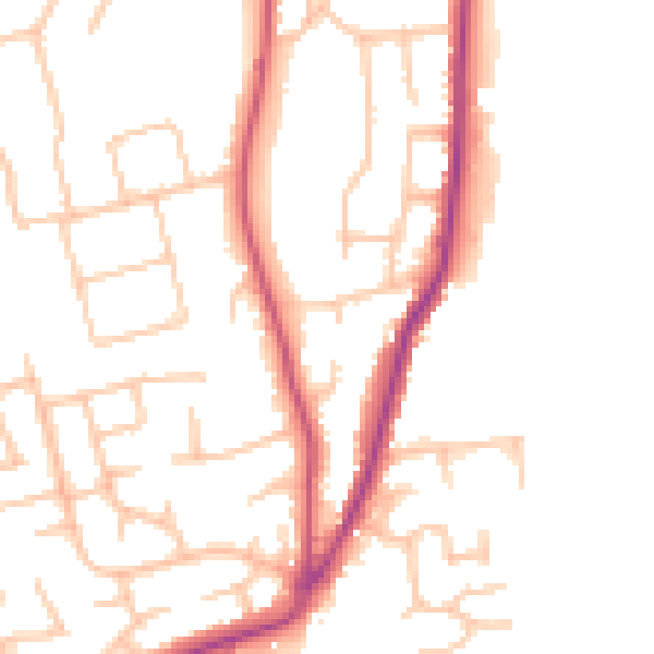 Daytime road noise heatmap for WR2 4BQ