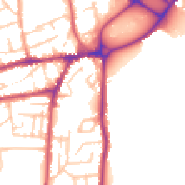 Daytime road noise heatmap for WR2 4BY