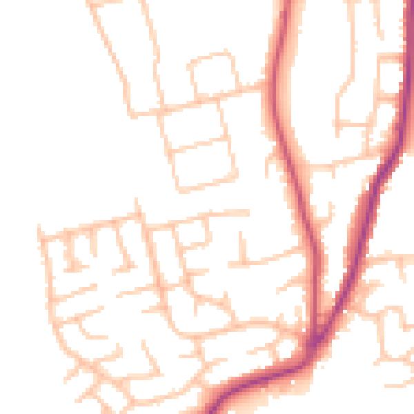 Daytime road noise heatmap for WR2 4DP