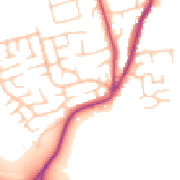 Daytime road noise heatmap for WR2 4DQ
