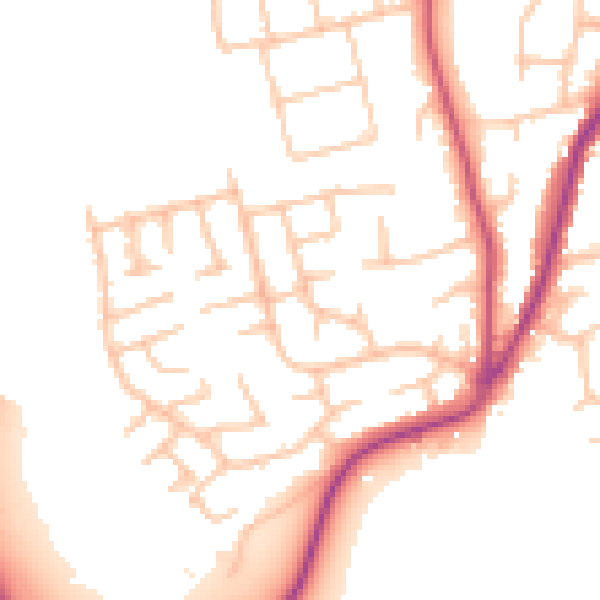 Daytime road noise heatmap for WR2 4DW