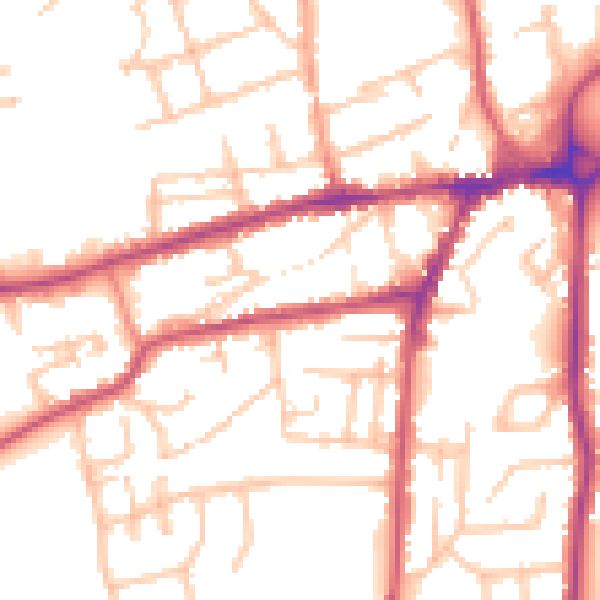 Daytime road noise heatmap for WR2 4EP