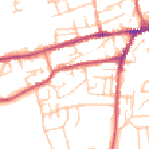 Daytime road noise heatmap for WR2 4ES