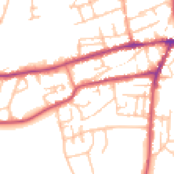 Daytime road noise heatmap for WR2 4ET