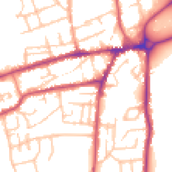Daytime road noise heatmap for WR2 4EW