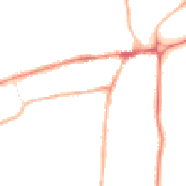Night-time road noise heatmap for WR2 4EW