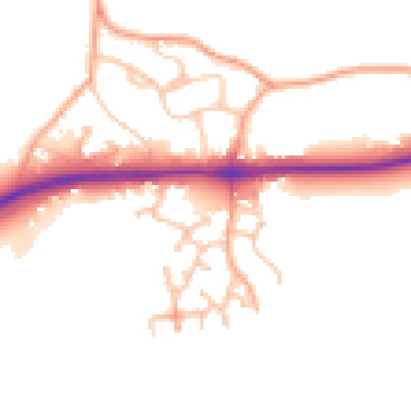 Daytime road noise heatmap for WR2 4FD