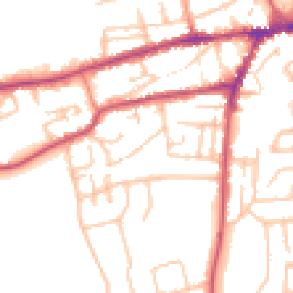 Daytime road noise heatmap for WR2 4HE