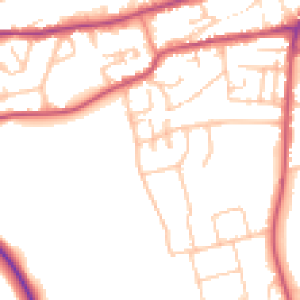 Daytime road noise heatmap for WR2 4HJ