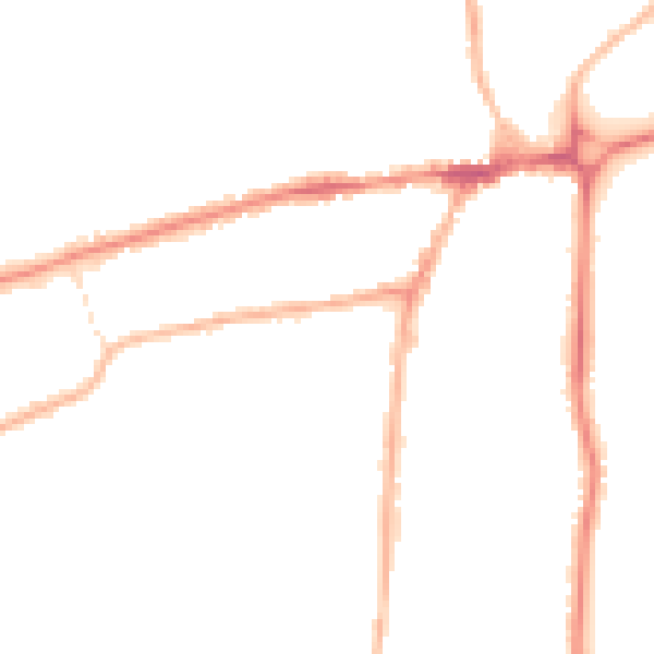 Night-time road noise heatmap for WR2 4HR