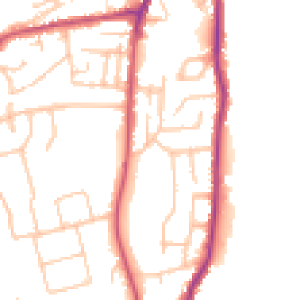 Daytime road noise heatmap for WR2 4LW