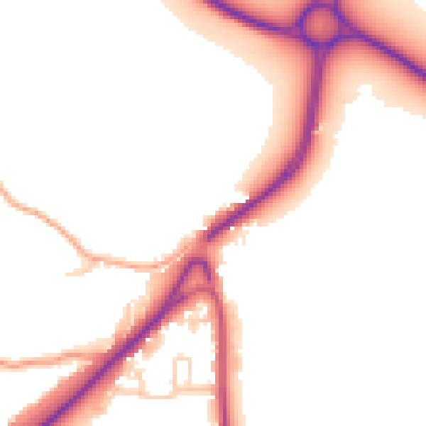 Daytime road noise heatmap for WR2 4QR