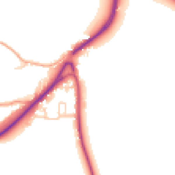 Daytime road noise heatmap for WR2 4RN