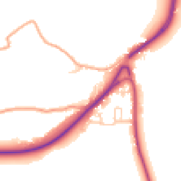 Daytime road noise heatmap for WR2 4RR
