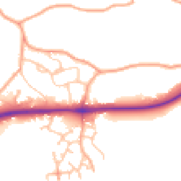 Daytime road noise heatmap for WR2 4RX