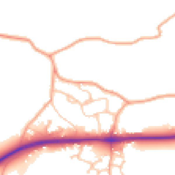Daytime road noise heatmap for WR2 4RZ