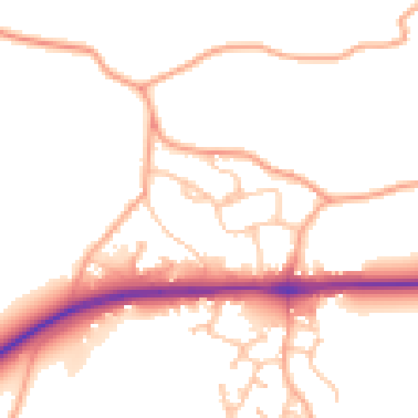 Daytime road noise heatmap for WR2 4SA