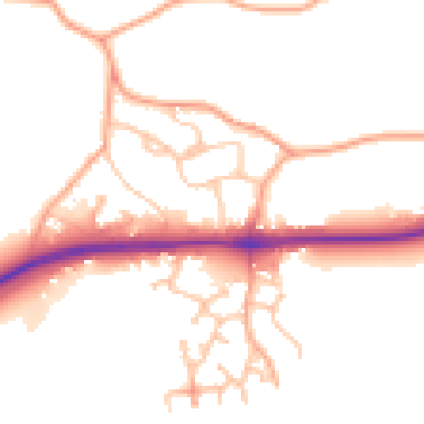 Daytime road noise heatmap for WR2 4SR