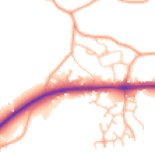 Daytime road noise heatmap for WR2 4TD