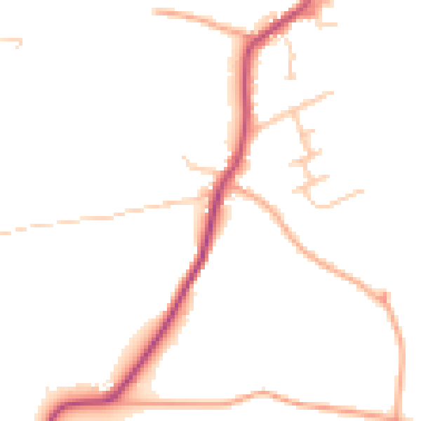 Daytime road noise heatmap for WR2 4TG